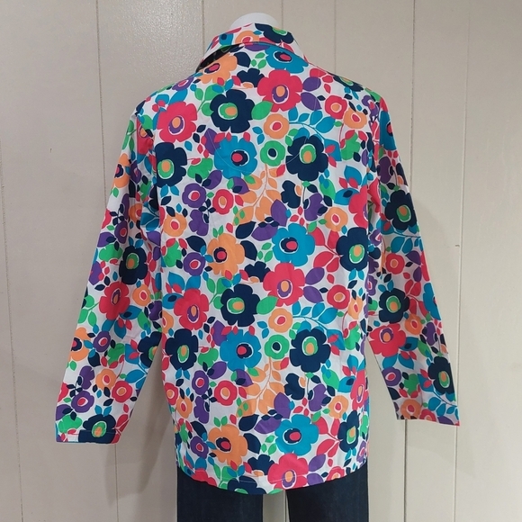 Summer Spring Daisy Bouquet Long Sleeve Women's Top Jacket Sz S Vibrant Print - Picture 2 of 13